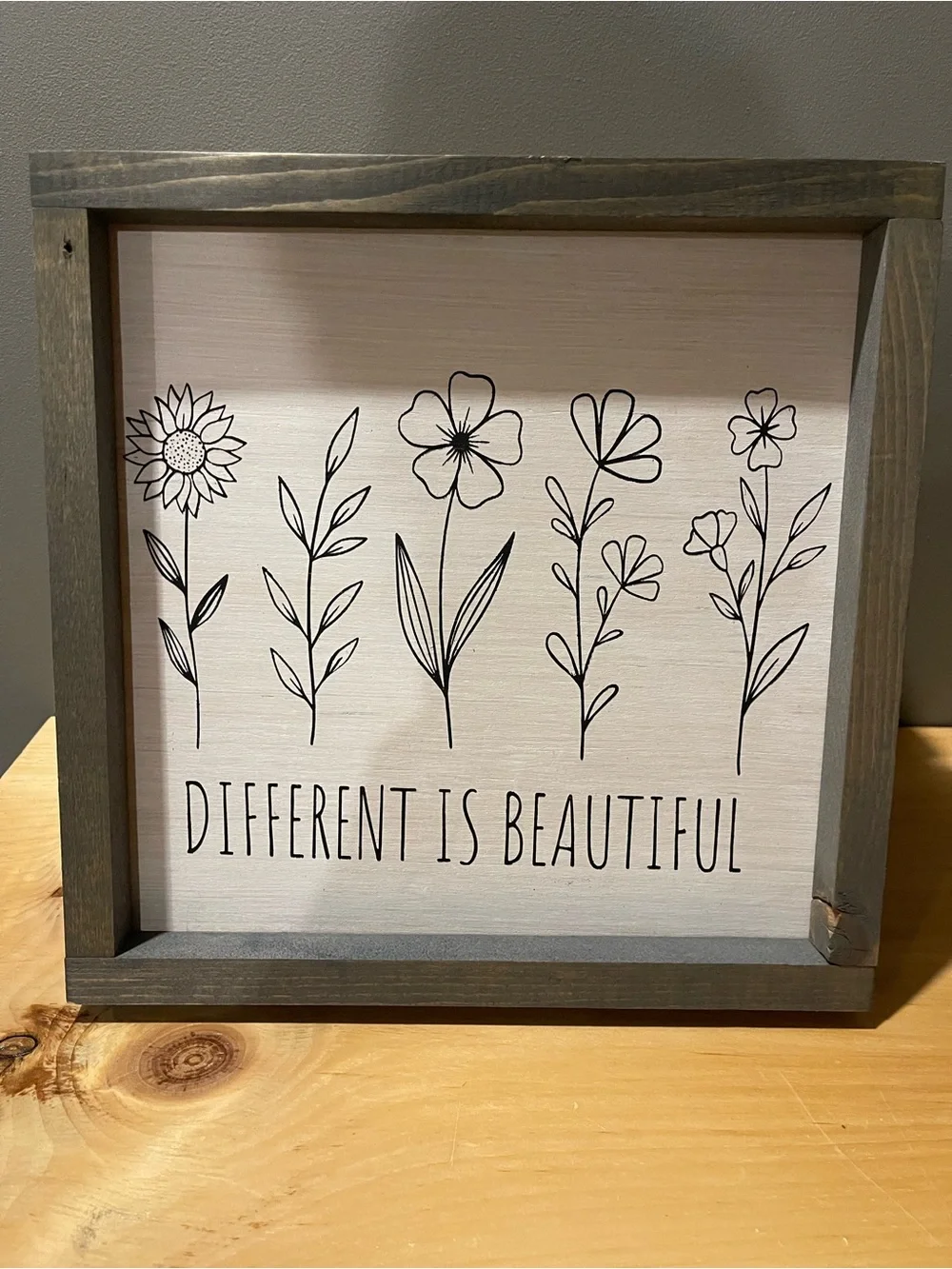 Gray Framed Wall Art - Different Is Beautiful